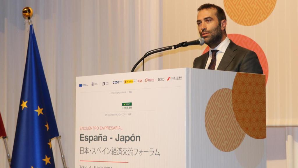 El ministro de Economía, Carlos Cuerpo, este jueves durante su intervención en Tokio.