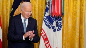 Joe Biden este miércoles en la entrega póstuma de la Medalla de Honor a descendientes de soldados de la Unión.