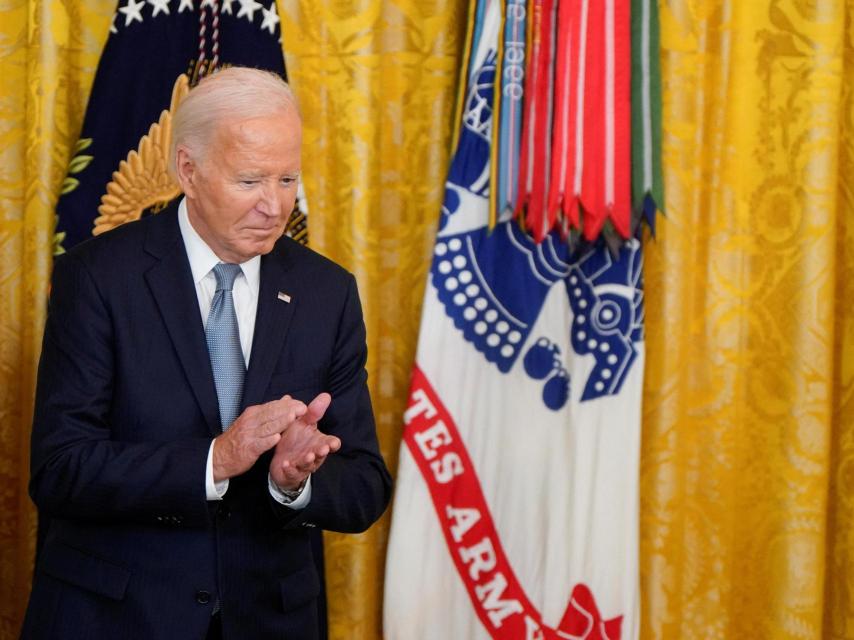 Joe Biden durante la entrega póstuma de la Medalla de Honor a descendientes de soldados de la Unión.