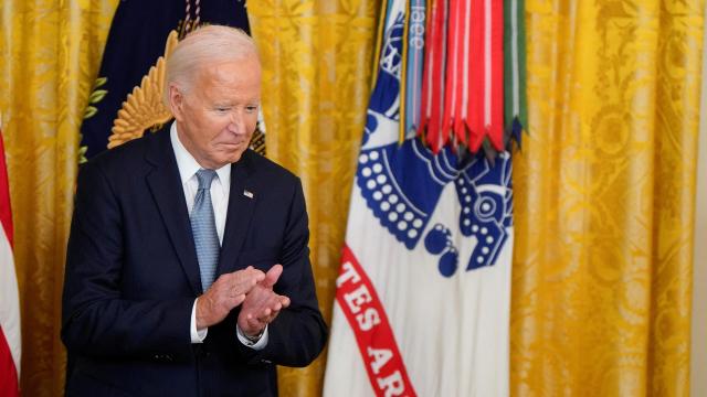 Joe Biden este miércoles en la entrega póstuma de la Medalla de Honor a descendientes de soldados de la Unión.