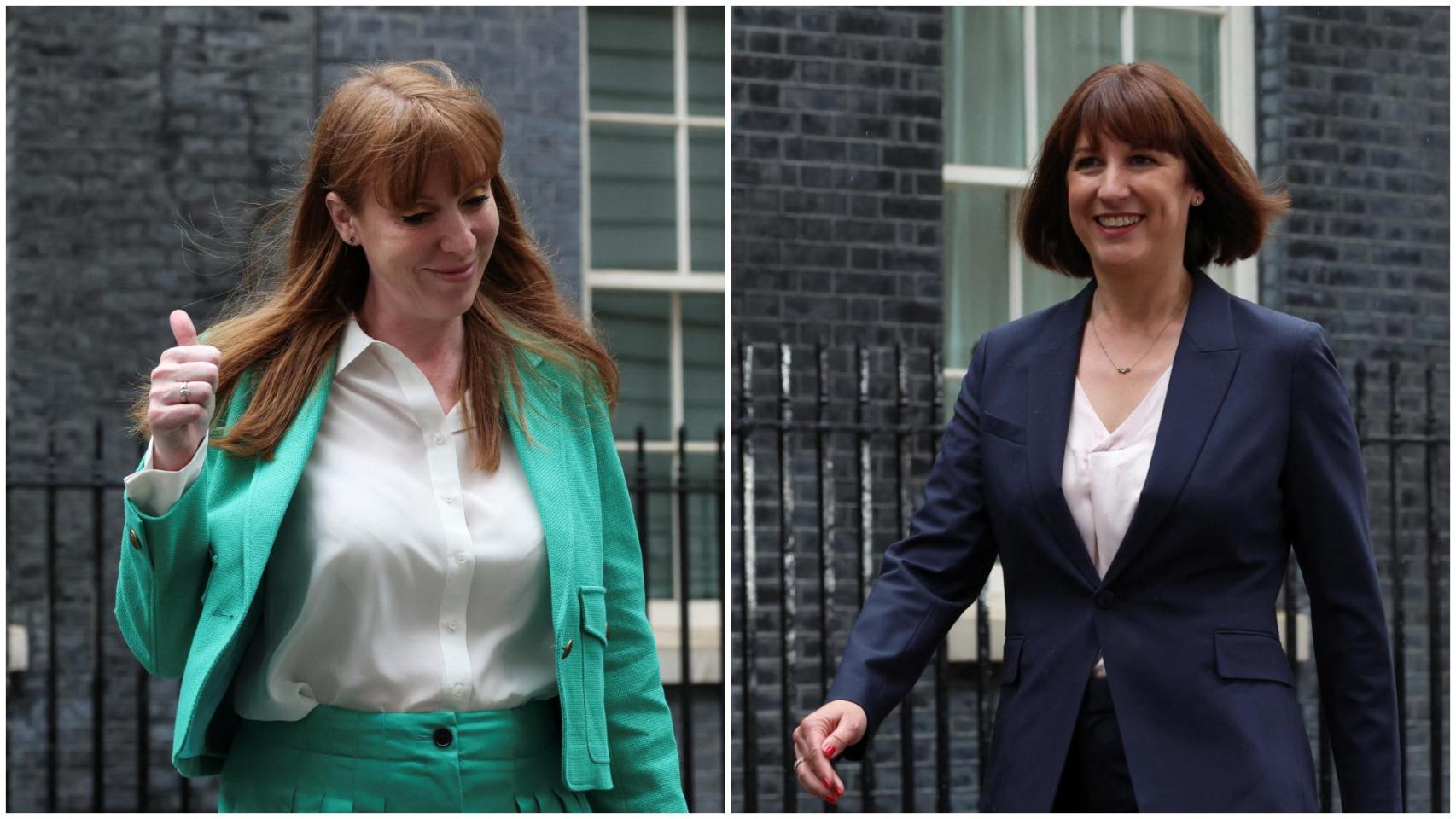 Rachel Reeves (izquierda) y Angela Rayner (derecha), hoy en el 10 de Downing Street.