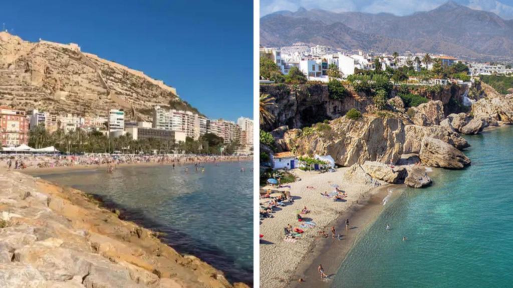 Una playa de Alicante (izquierda) y una de Málaga (derecha).