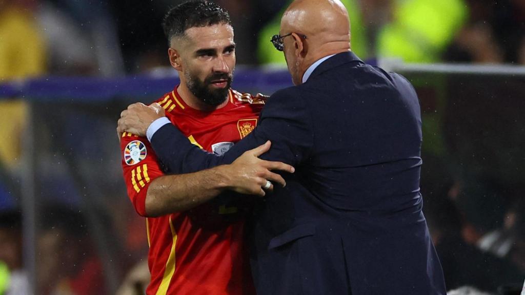 Dani Carvajal y Luis de la Fuente, en la Eurocopa