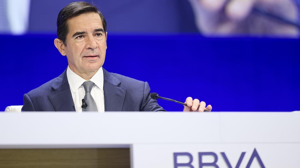 Carlos Torres, presidente de BBVA, durante la junta extraordinaria de accionistas del pasado viernes.