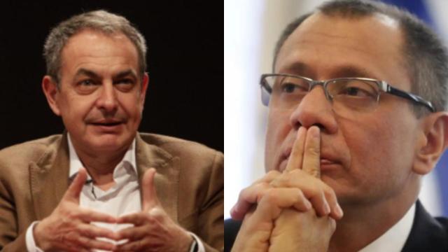 El expresidente José Luis Rodríguez Zapatero y el exvicepresidente de Ecuador, Jorge Glas.