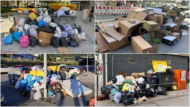 Basura amontonada en contenedores de A Coruña