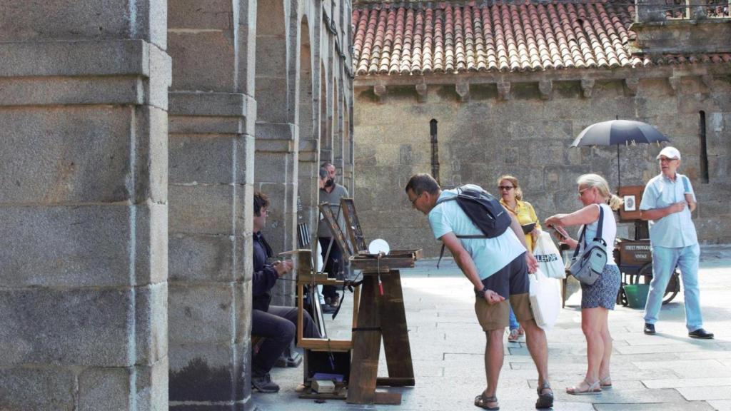 Turistas en Santiago de Compostela.