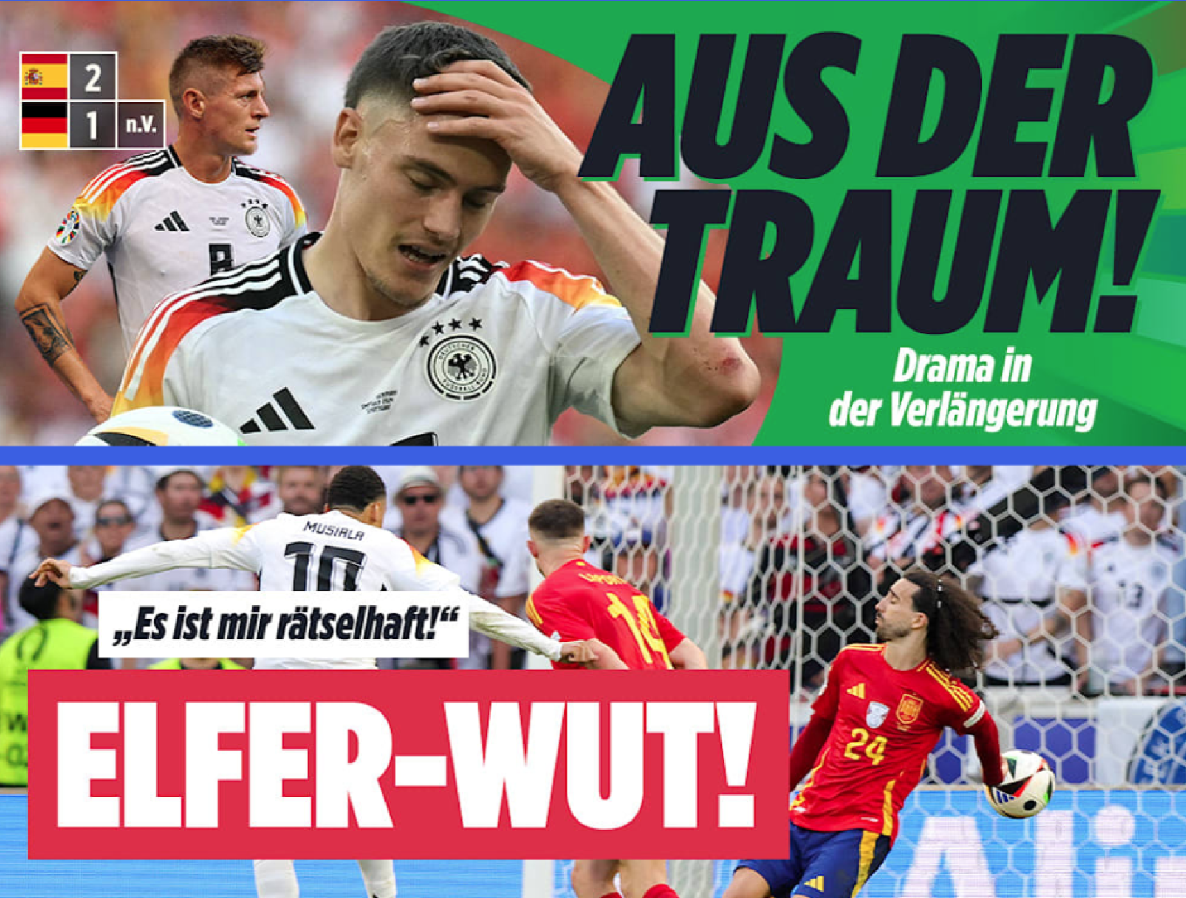 La reacción del diario Bild a la derrota de Alemania ante España