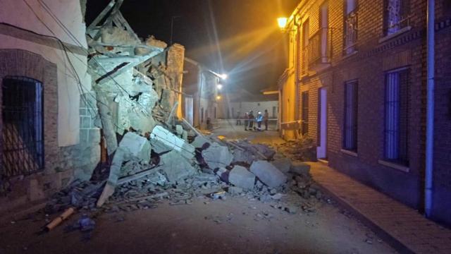 Imagen de la vivienda de Villagarcía de Campos tras derrumbarse.