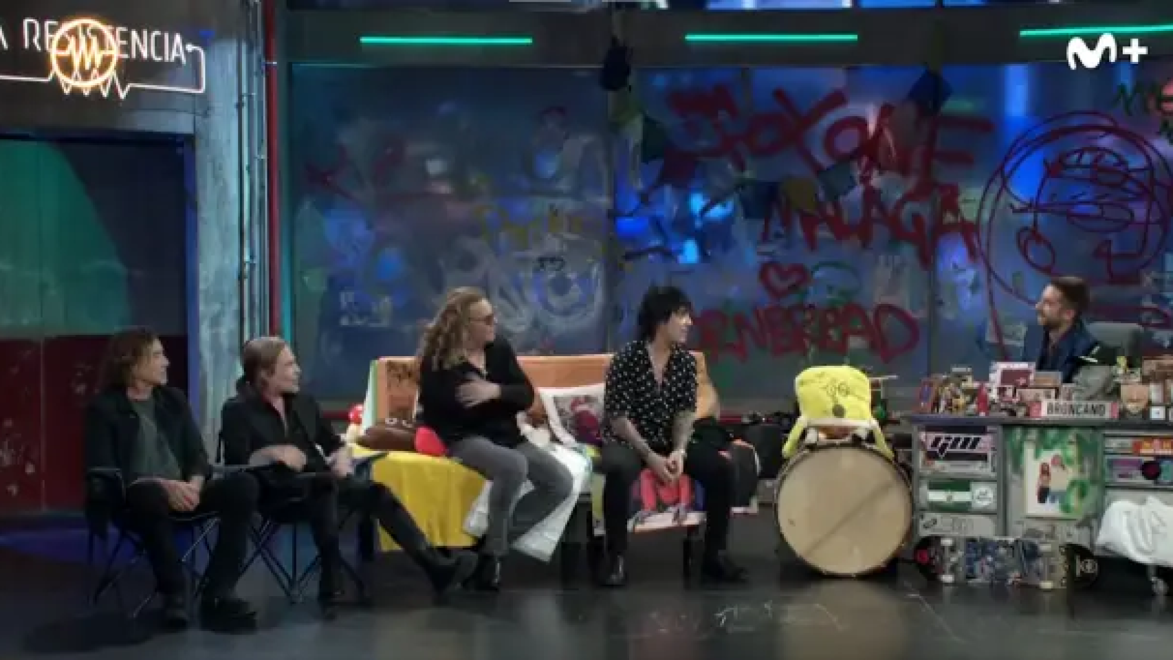 El grupo mexicano Maná con David Broncano en el último programa de La Resistencia. Foto: Movistar Plus+