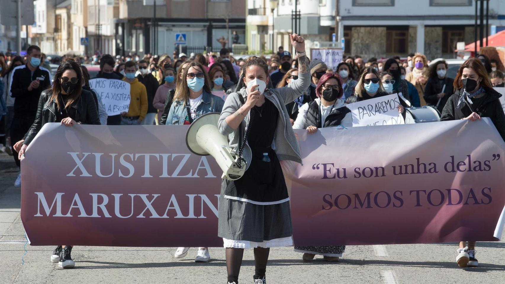 Manifestación en apoyo a las 87 mujeres que en 2019 fueron grabadas mientras orinaban en las fiestas de A Maruxaina.