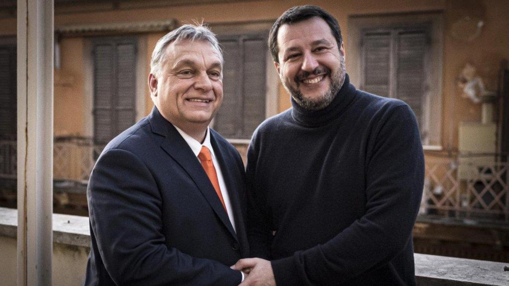 Viktor Orbán and Matteo Salvini, in an image released by the Hungarian government