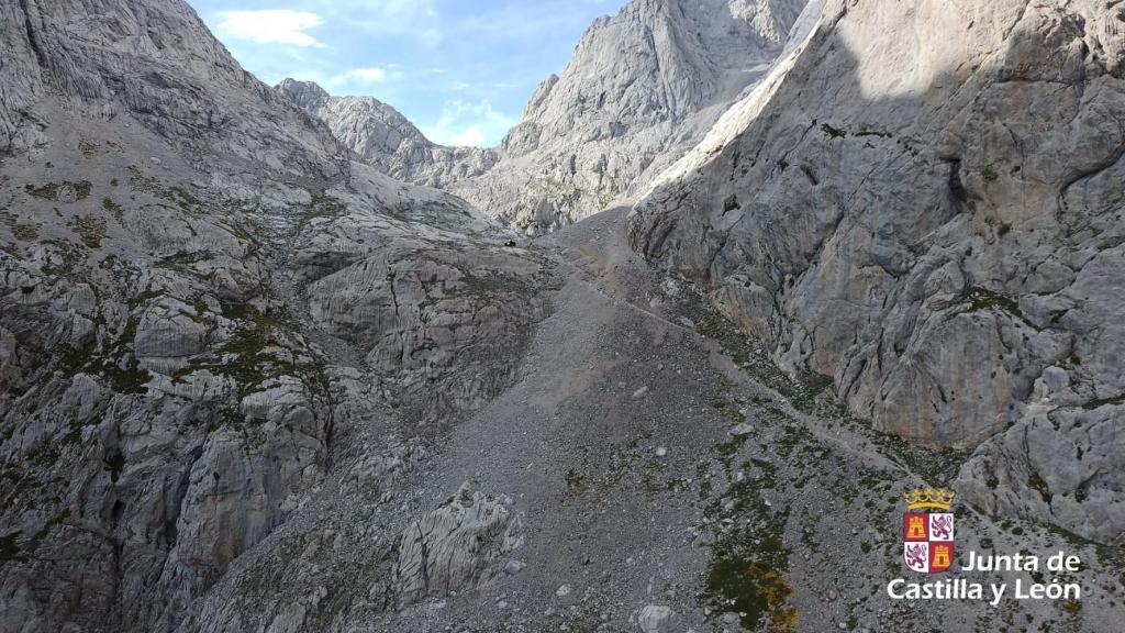 Lugar del rescate del joven montañero en los Picos de Cornión, en León