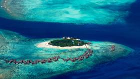 Vista aérea de una de las islas de las Maldivas.
