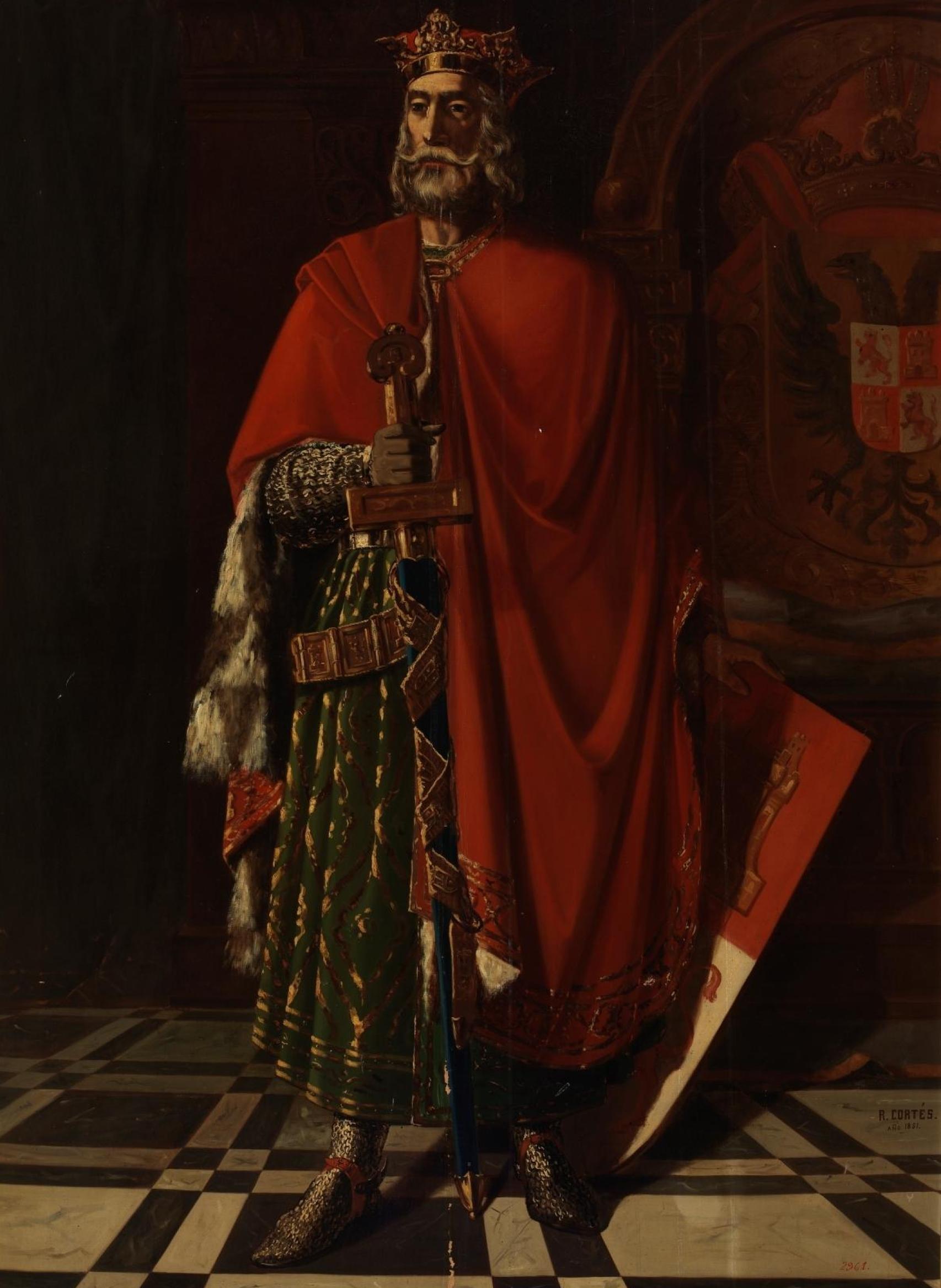 Retrato de Alfonso VI de León según el pintor Ramón Cortés en 1851.