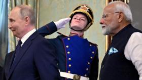 El primer ministro indio, Narendra Modi, y el presidente de Rusia, Vladimir Putin, se reunieron este martes el Kremlin.