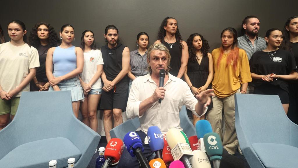 El productor musical Nacho Cano en la  rueda de prensa que convocó este martes tras su detención.