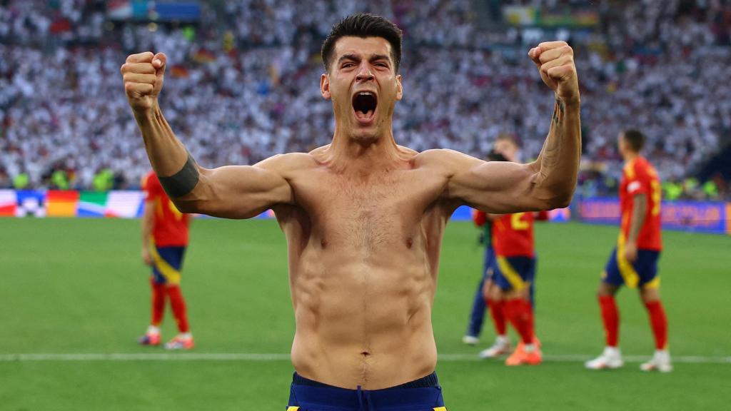 Álvaro Morata celebra el pase a semifinales de la Eurocopa 2024