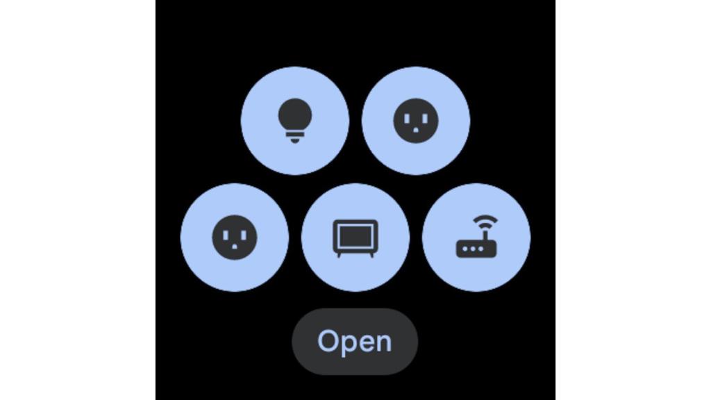 Pantalla de accesos directos a Google Home en Wear OS