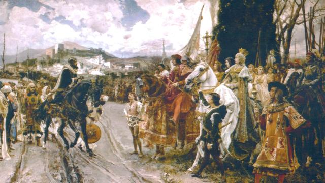 La rendición de Granada según el pincel de Francisco Padilla y Ortiz en 1882.