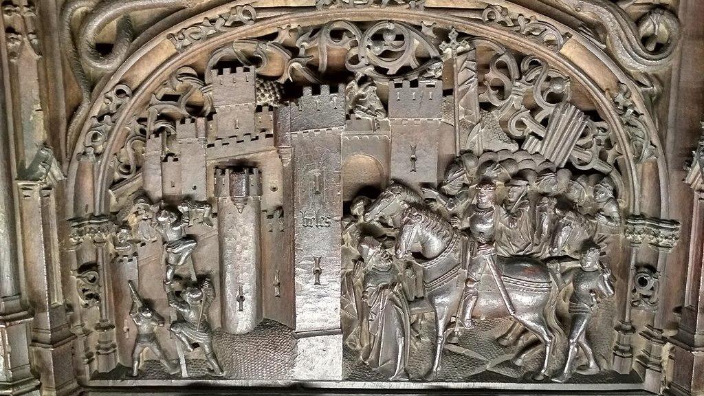 Bajorrelieve en la catedral de Toledo que muestra la conquista de Vélez-Málaga en 1487.