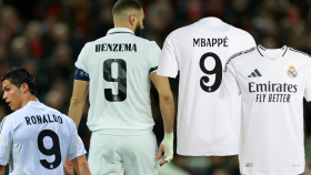 Fotomontaje con Cristiano Ronaldo, Benzema y la camiseta de Mbappé en el Real Madrid
