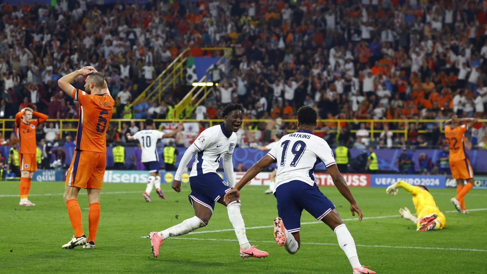 Watkins celebra el gol de la victoria para Inglaterra ante Países Bajos.