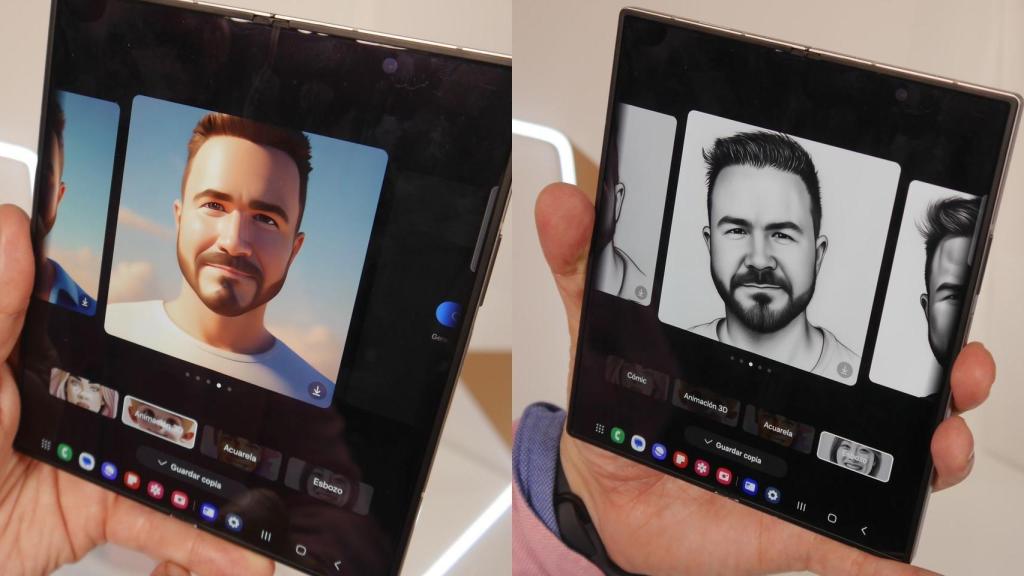 Dos retratos hechos con IA en el Samsung Galaxy Z Fold 6