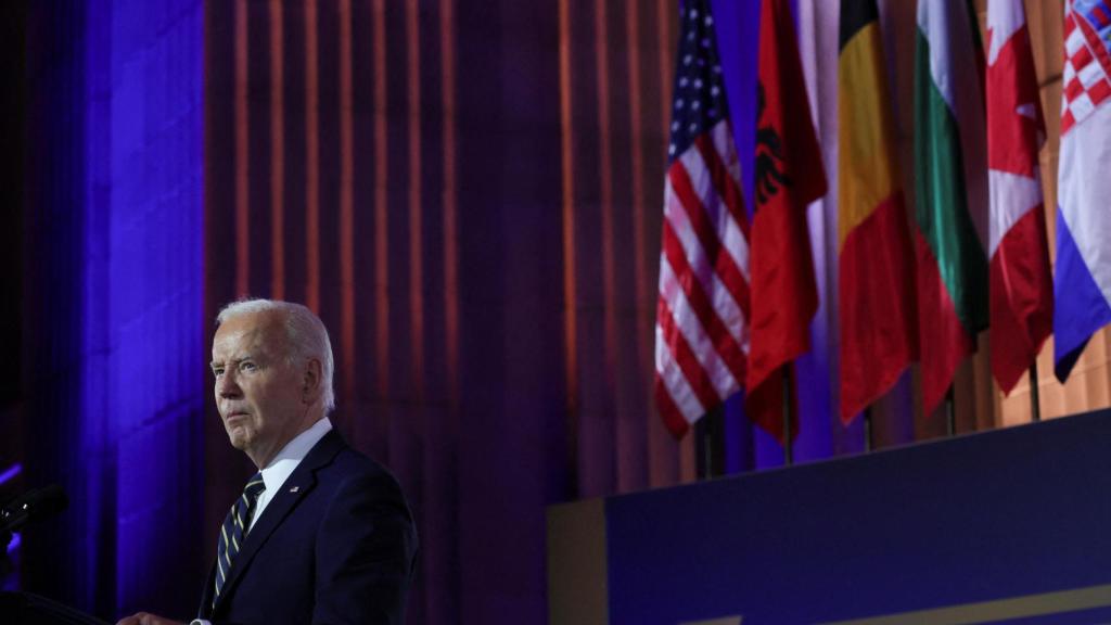 Joe Biden interviene este martes en un acto por el 75 aniversario de la OTAN.
