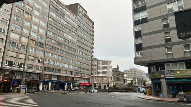 A Coruña con calles mojadas a 10 de julio.