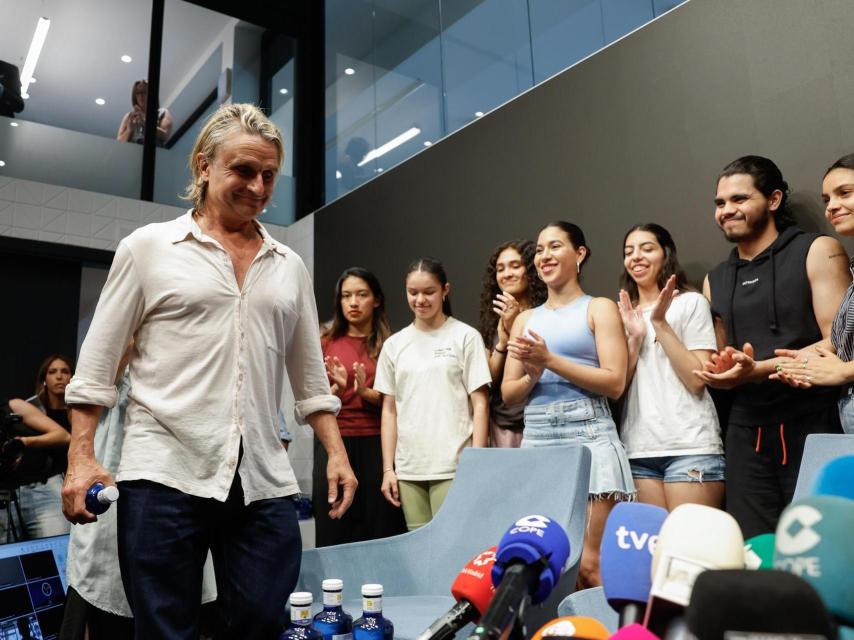 Nacho Cano, a la entrada de su rueda de prensa en Madrid.