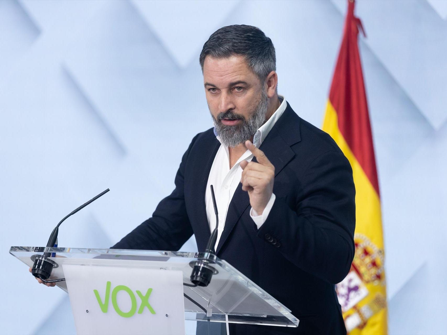 Santiago Abascal, el lunes en la sede de Vox.