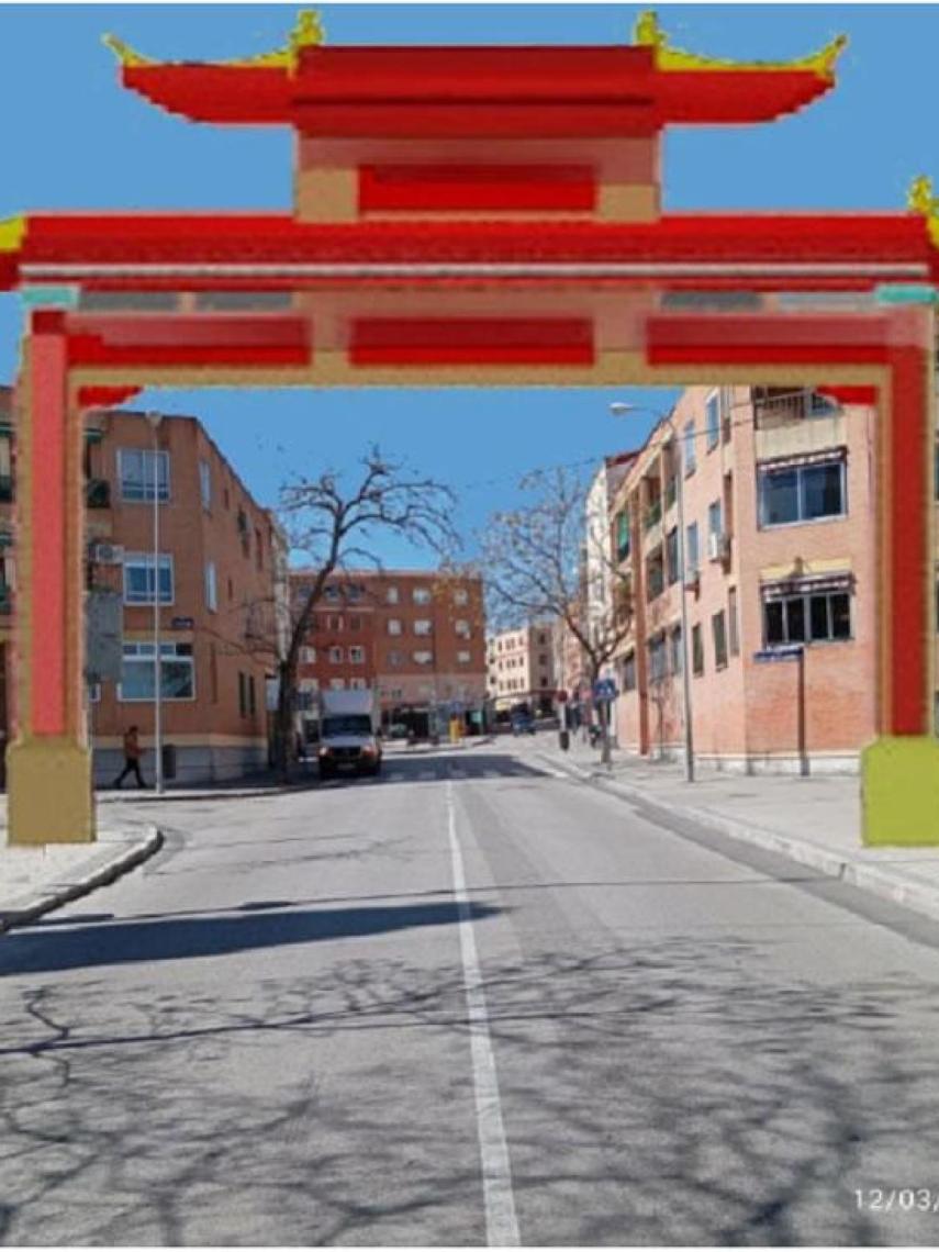 Así será el arco chino instalado en la calle Evangelios.