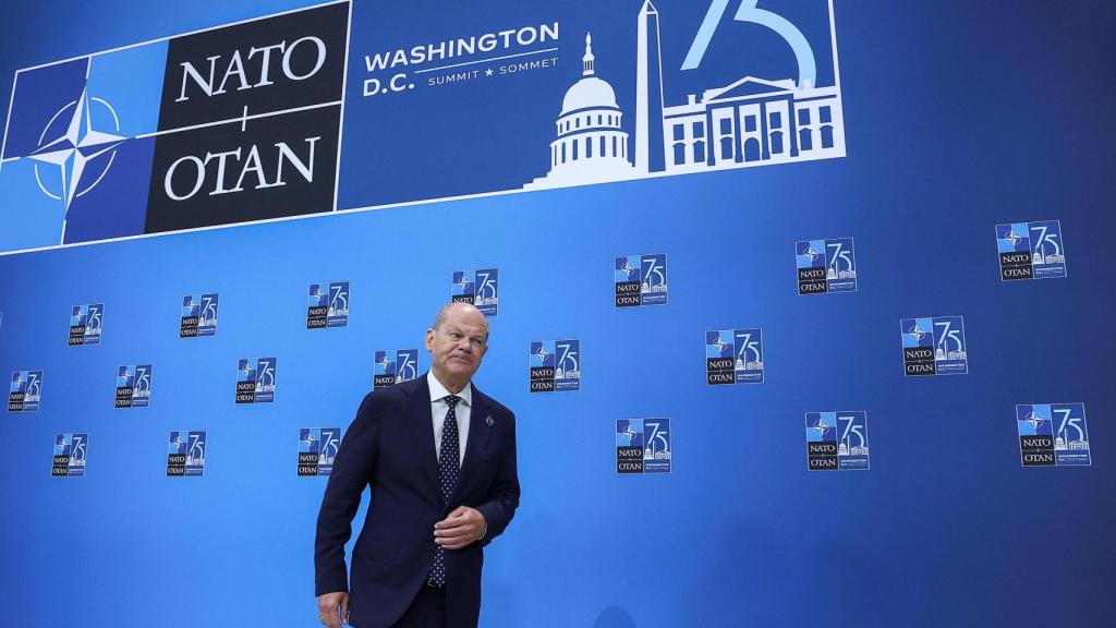 El presidente de Alemania, Olaf Scholz, en la cumbre de la OTAN en Washington este jueves.