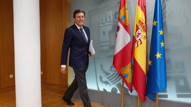 El portavoz de la Junta de Castilla y León, Carlos Fernández Carriedo, durante la rueda de prensa posterior al Consejo de Gobierno de este jueves