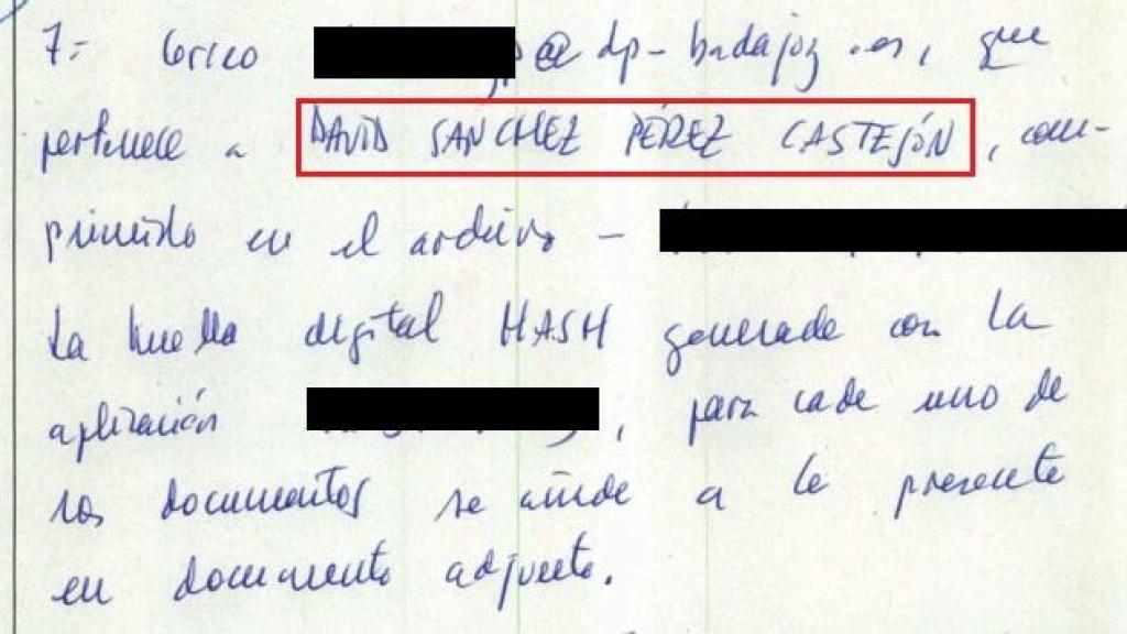 El acta del registro de la UCO de la Diputación de Badajoz: Recupérense los 'mails' de David Sánchez