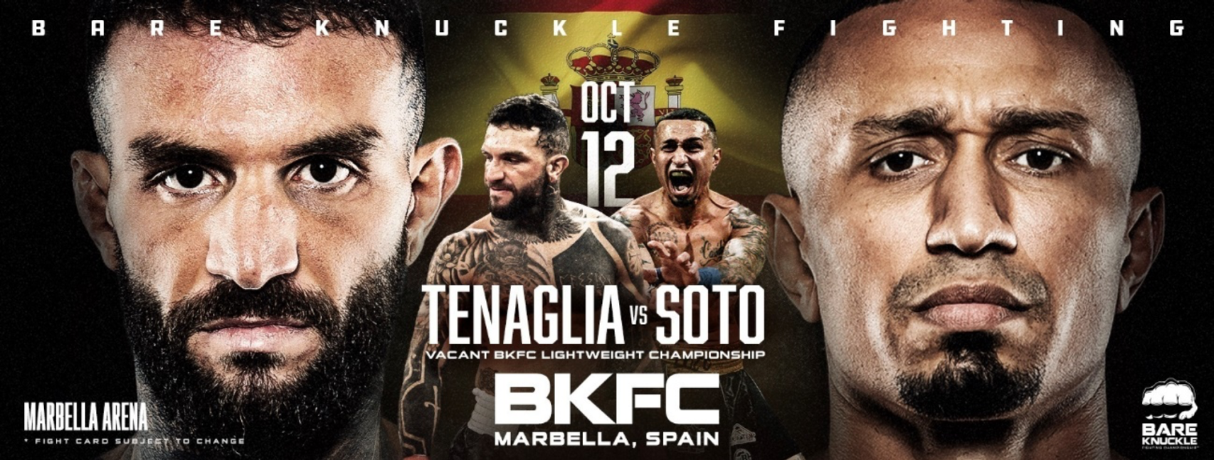 Cartel promocional de Bare Knuckle Fighting Championship en Marbella