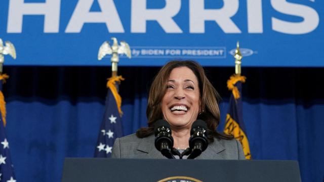 La vicepresidenta de EEUU, Kamala Harris, este jueves en un acto de campaña en Carolina del Norte.