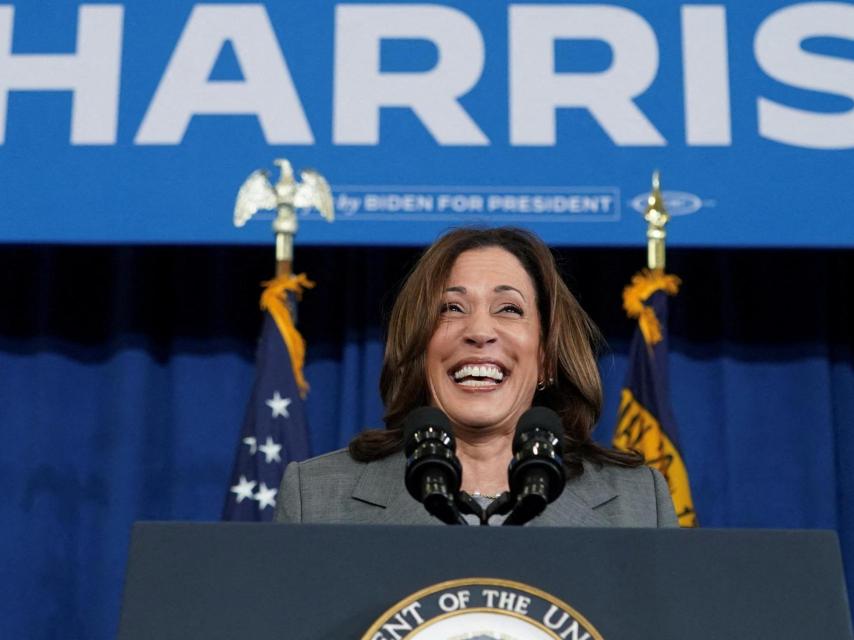 La vicepresidenta de EE. UU., Kamala Harris, en un acto de campaña en Carolina del Norte.