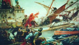 Batalla de Lepanto según el pincel de Juan Luna en 1884.