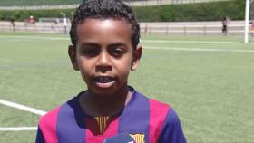 Lamine Yamal con 7 años tras fichar por el Barça