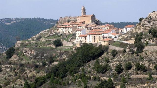 Imagen aérea de la aldea de Herbeset, en Morella, Castellón.