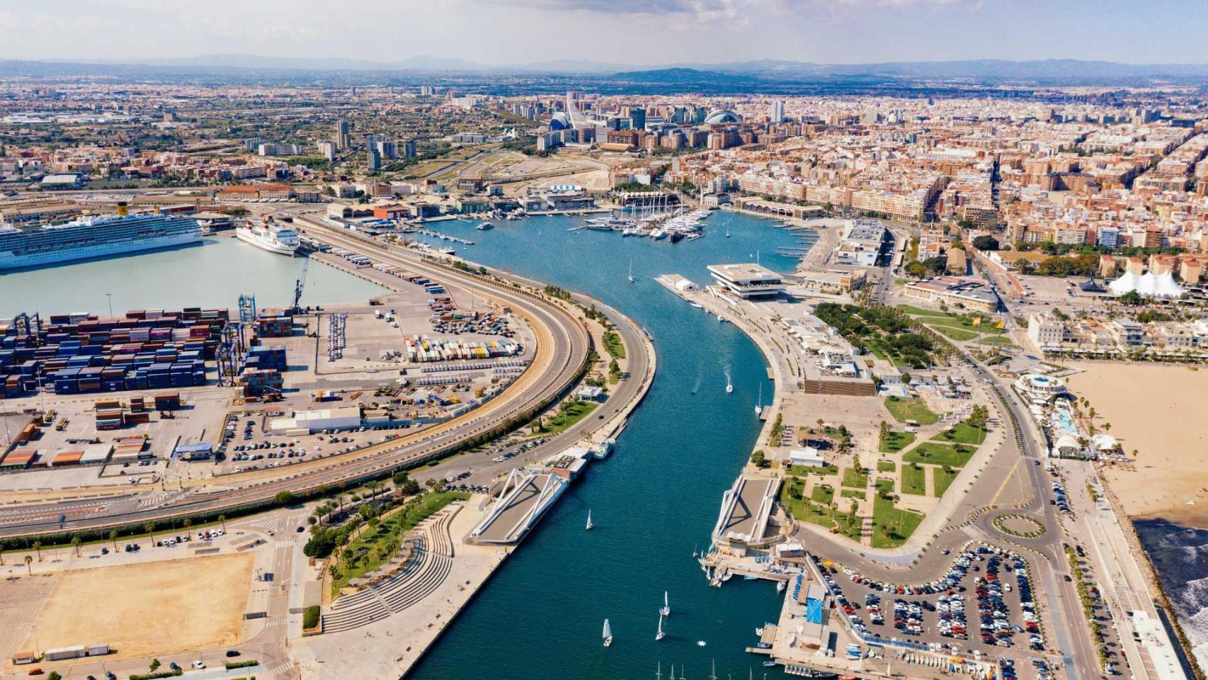 Vista aérea de La Marina de Valencia.