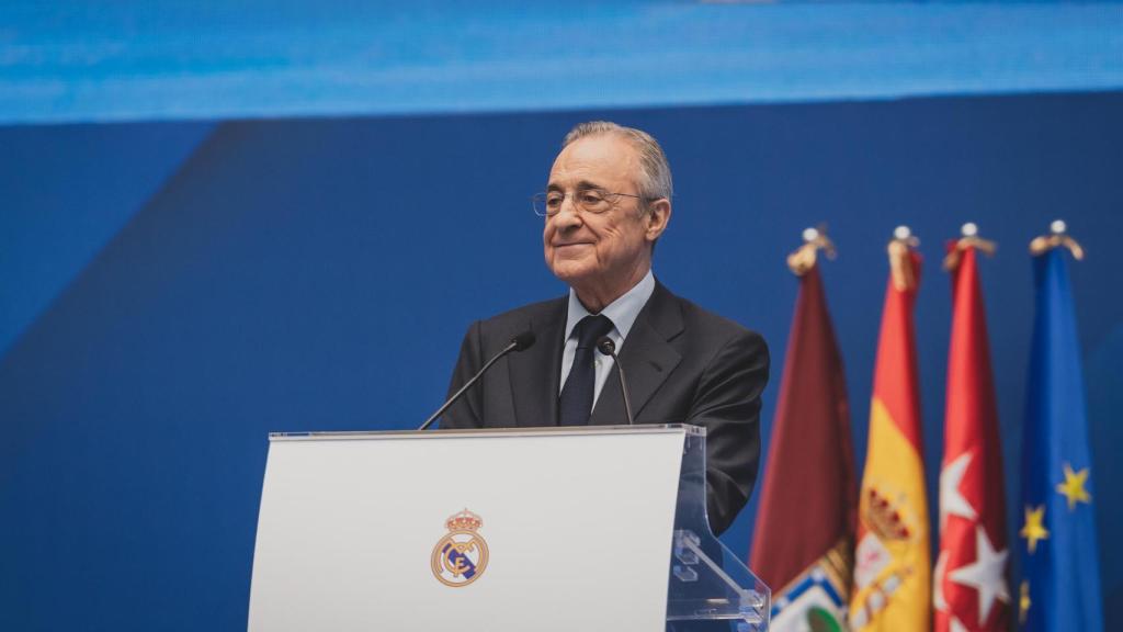 Florentino Pérez, durante el acto de presentación de Kylian Mbappé