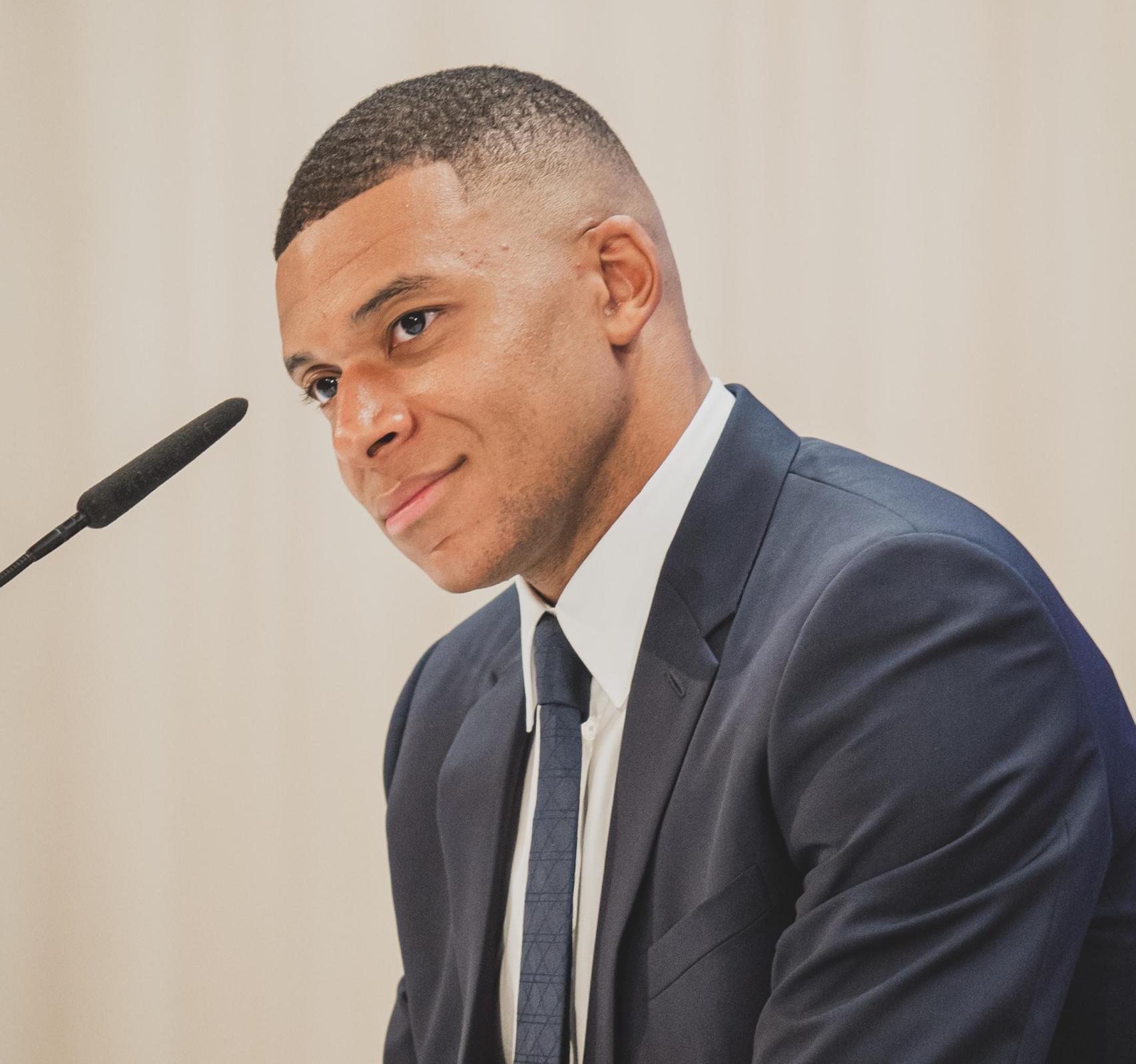 Kylian Mbappé, en la rueda de prensa de su presentación con el Real Madrid