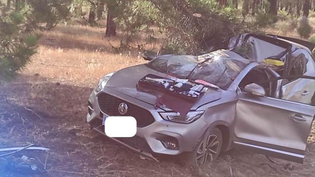 Imagen del vehículo accidentado en el municipio abulense de Arévalo, este lunes