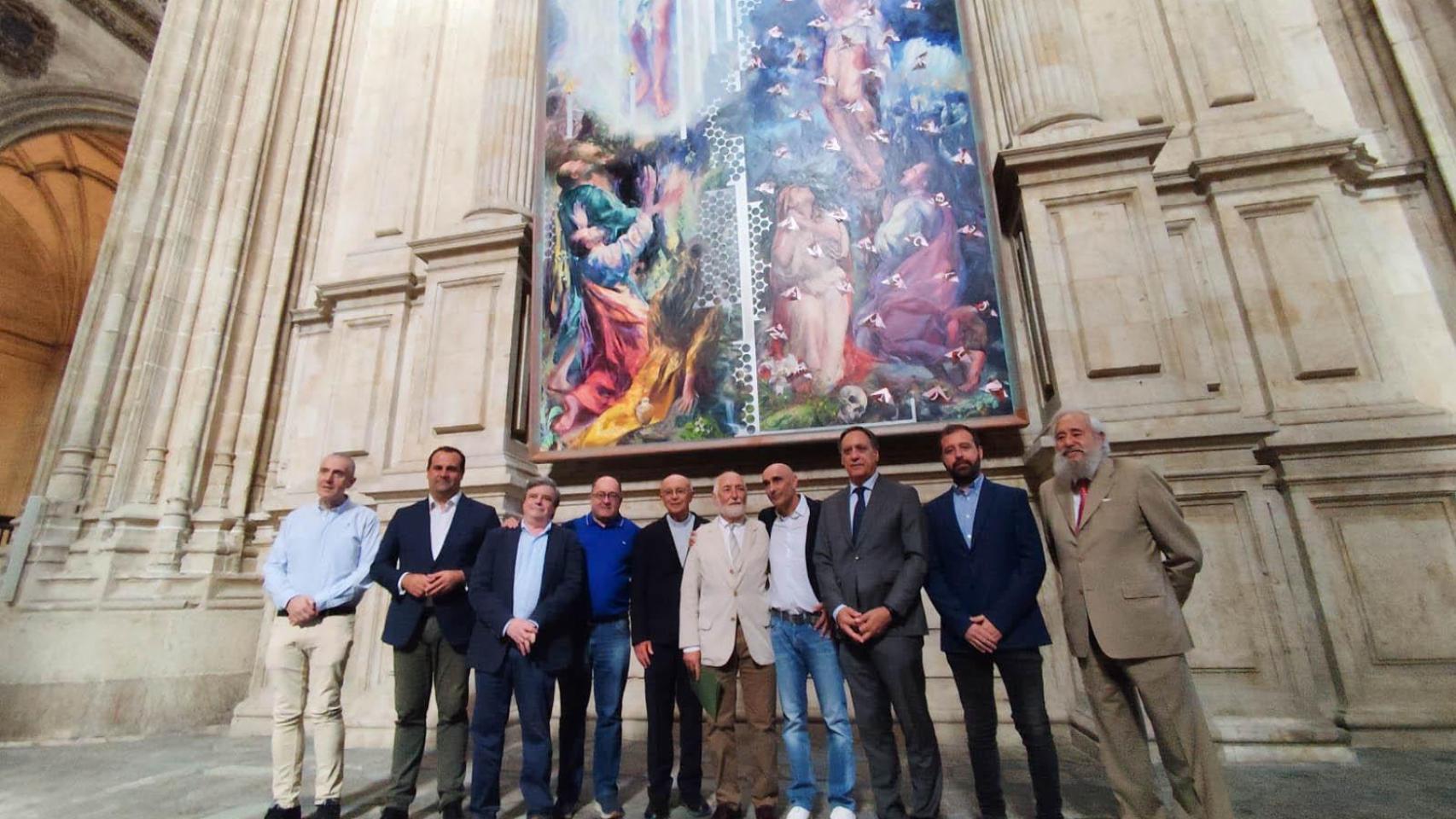 Inauguración en la Catedral Nueva de Salamanca  del cuadro 'El pensamiento ante el misterio de la Creación, Redención y Resurrección', de Florencio Maíllo
