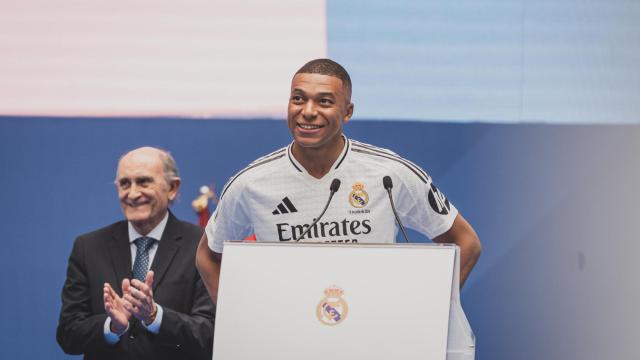 Kylian Mbappé, durante su presentación con el Real Madrid