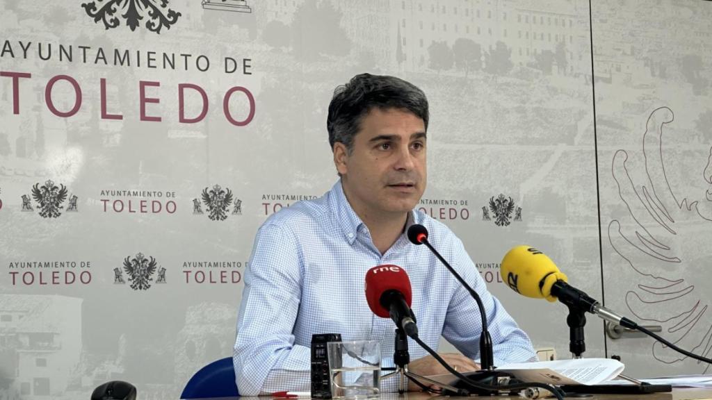 Juan José Alcalde, portavoz del Ayuntamiento de Toledo, este miércoles en rueda de prensa.