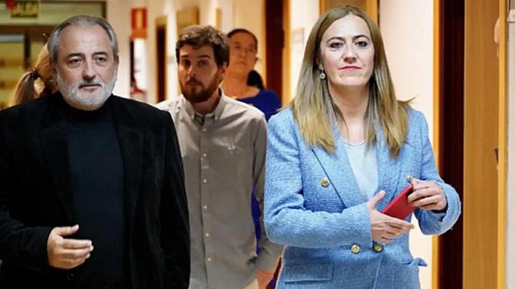 Virginia Barcones y Daniel Duque antes de la rueda de prensa tras la polémica en Medina del Campo